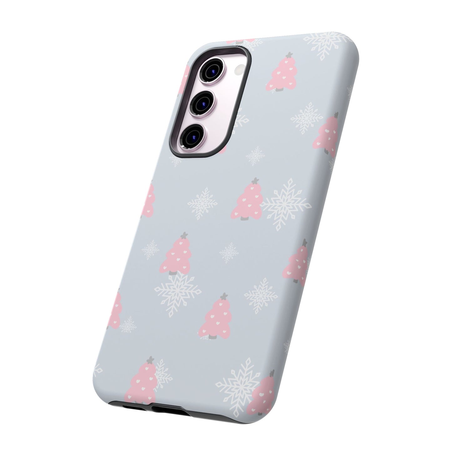 Christmas Pink Tree Tough Phone Case — Cute Holiday Snowflake Design