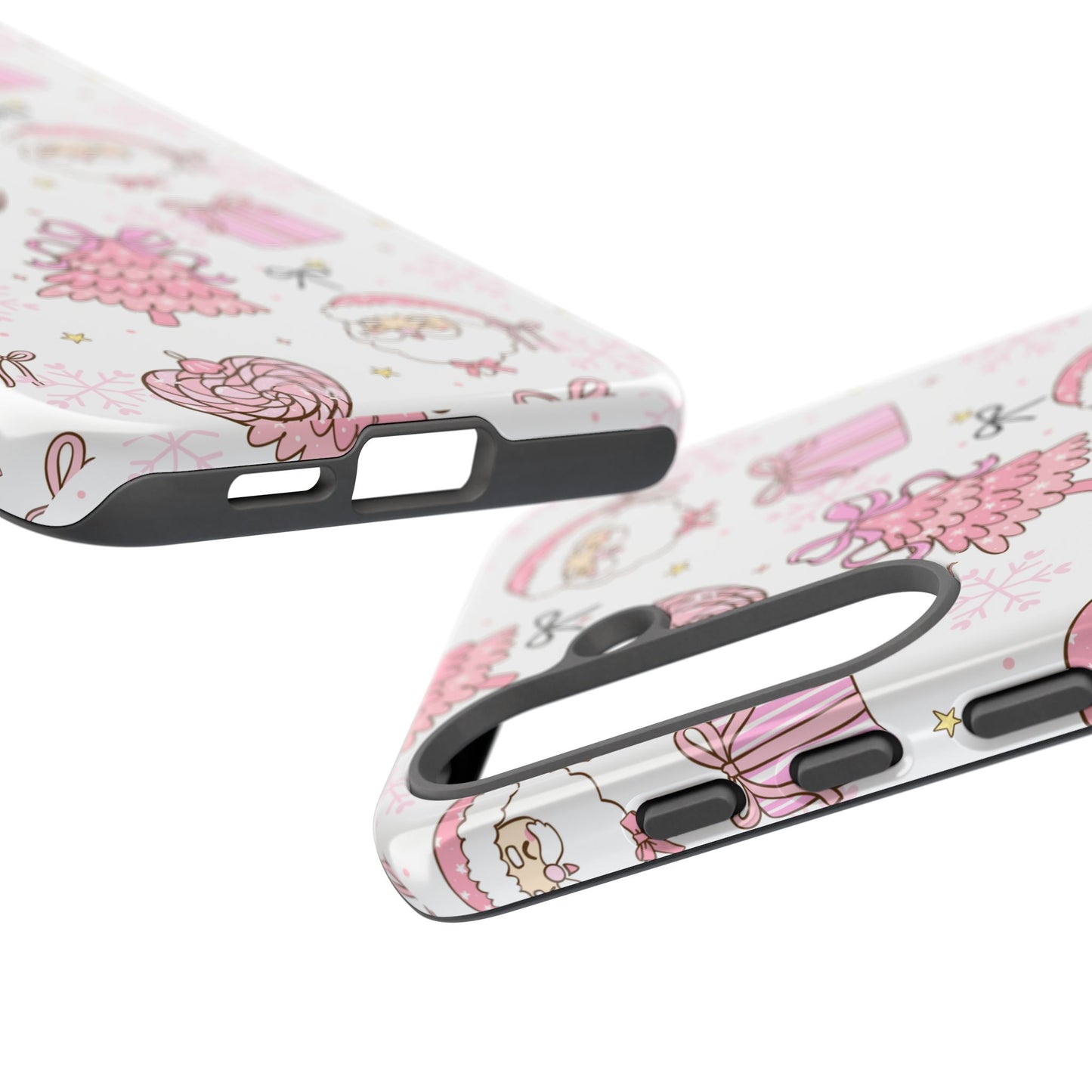 Christmas Pink Pattern Phone Case - Cute Santa, Tree & Gift Protective Cover