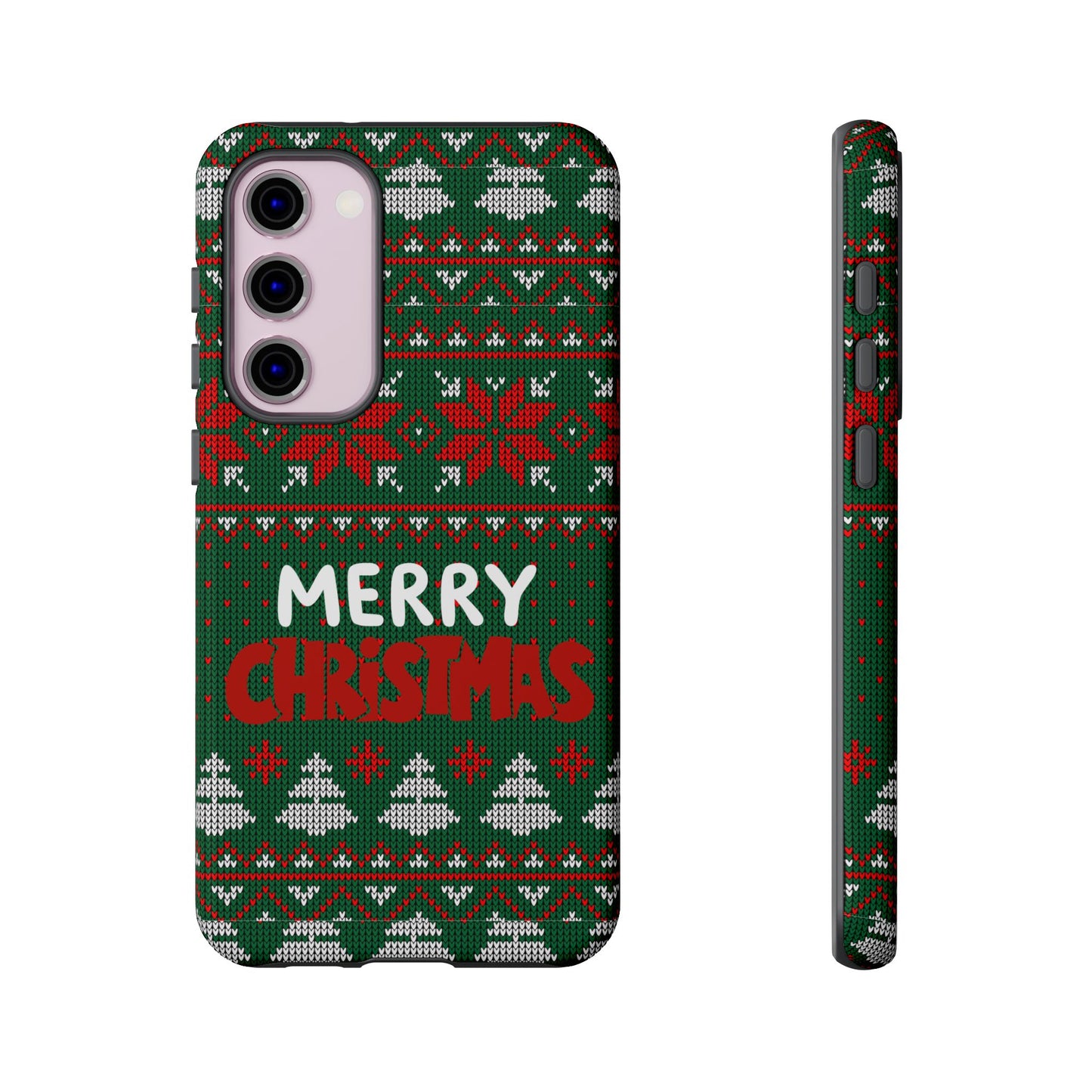 Merry Christmas Phone Case - Festive Green Ugly Sweater Design