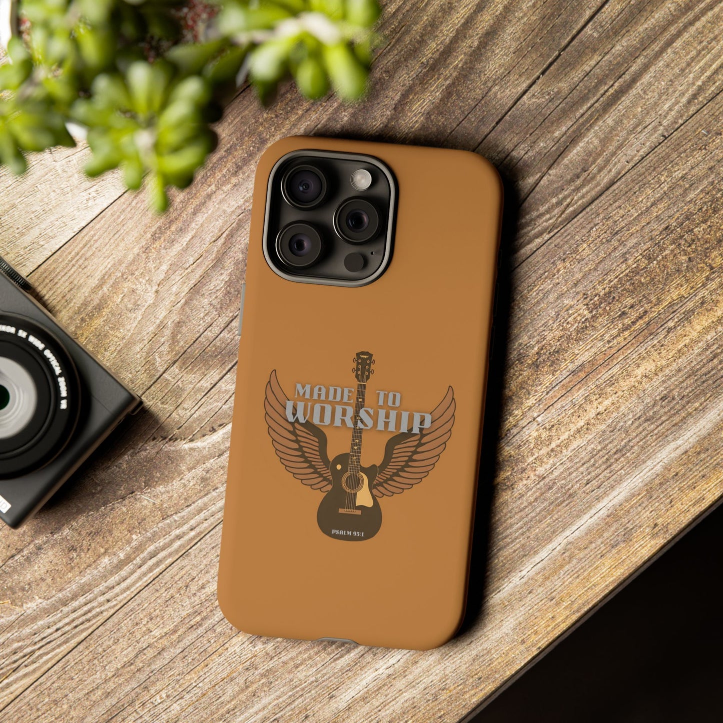 Tough Phone Case — "Made to Worship" Acoustic Guitar Wings Design
