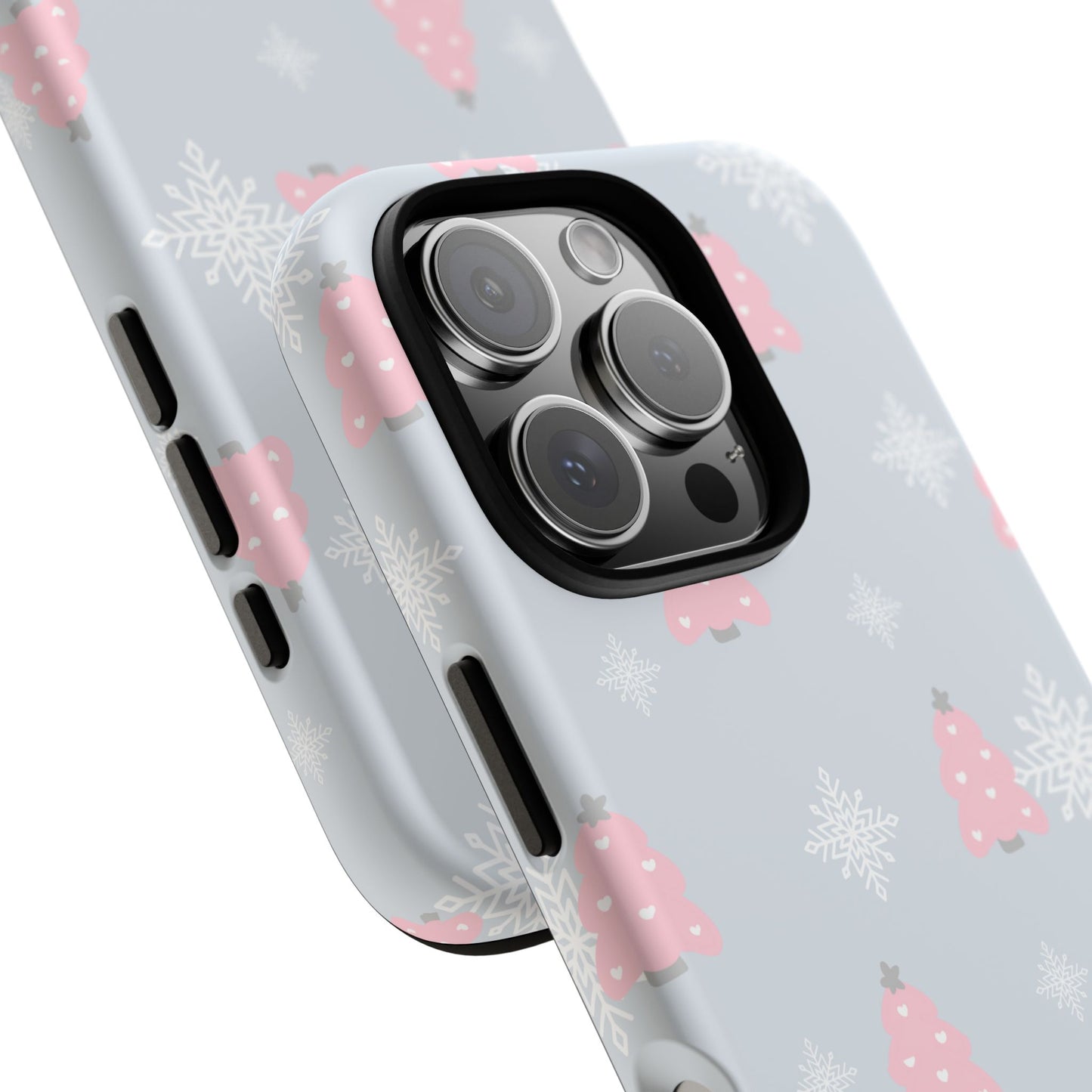Christmas Pink Tree Tough Phone Case — Cute Holiday Snowflake Design