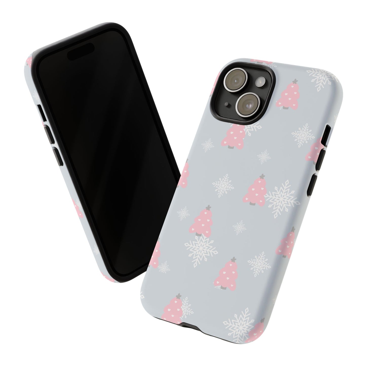 Christmas Pink Tree Tough Phone Case — Cute Holiday Snowflake Design