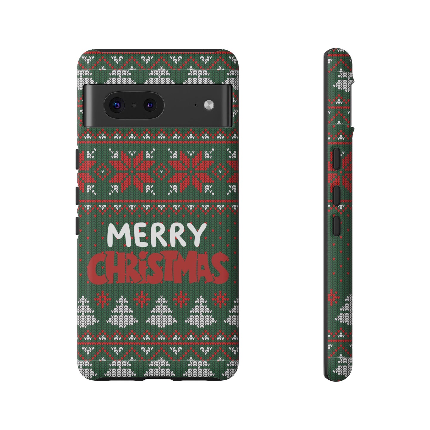 Merry Christmas Phone Case - Festive Green Ugly Sweater Design