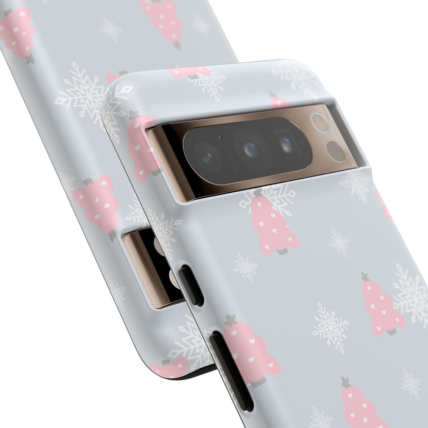 Christmas Pink Tree Tough Phone Case — Cute Holiday Snowflake Design