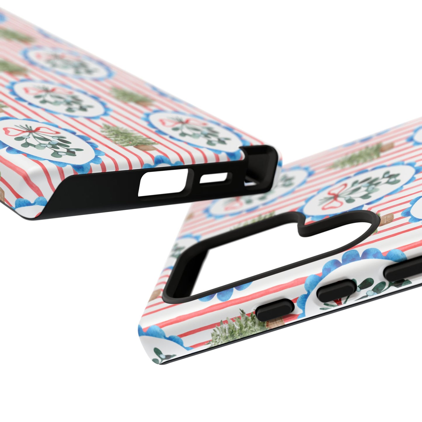 Christmas Wreath & Tree Pattern Phone Case — Festive Holiday Tough Case