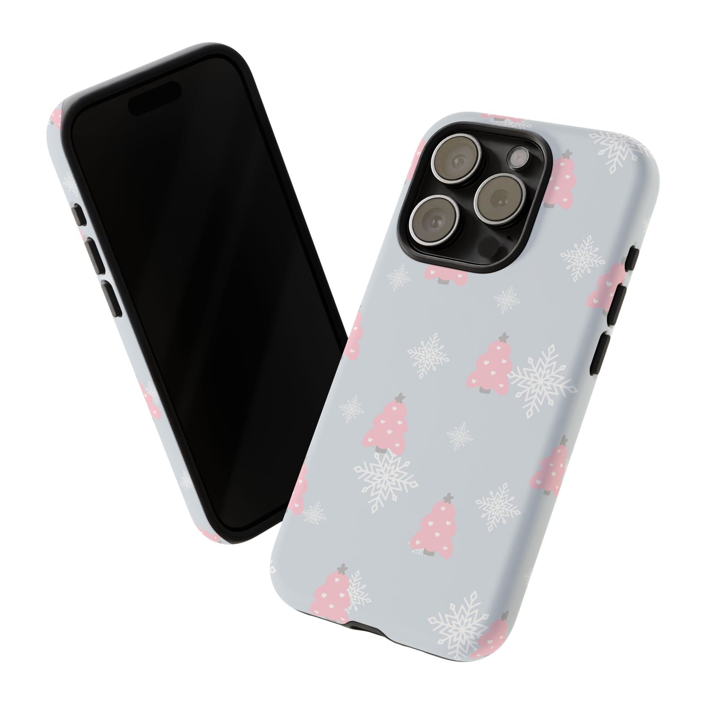 Christmas Pink Tree Tough Phone Case — Cute Holiday Snowflake Design