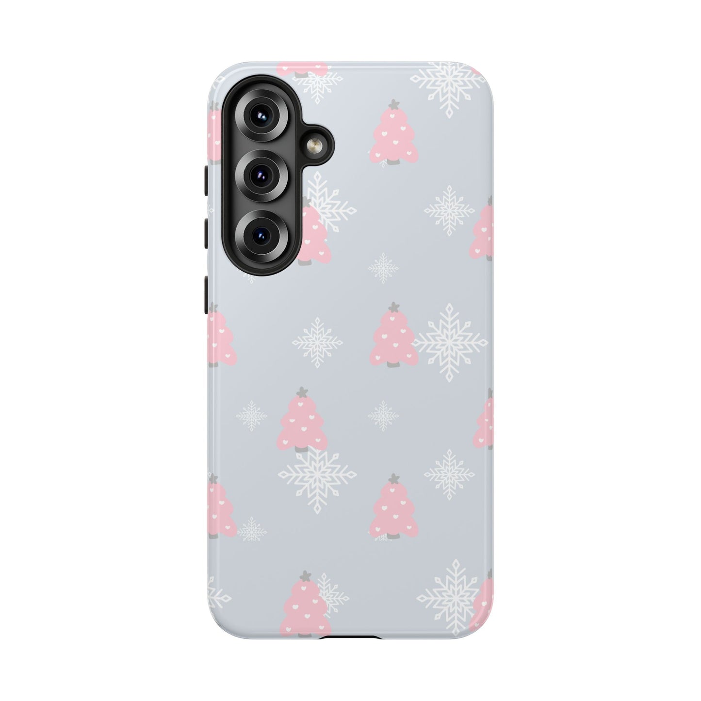 Christmas Pink Tree Tough Phone Case — Cute Holiday Snowflake Design