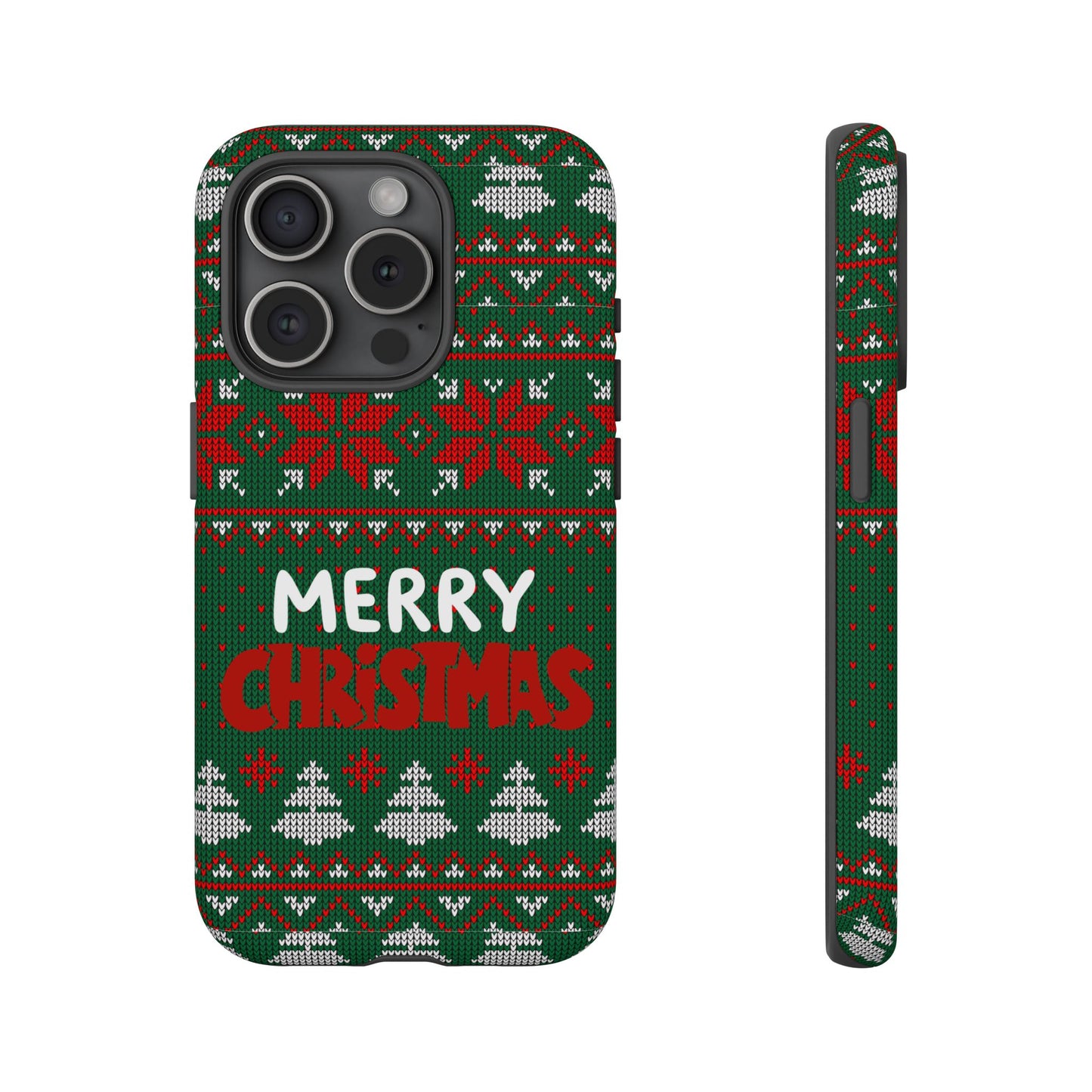 Merry Christmas Phone Case - Festive Green Ugly Sweater Design