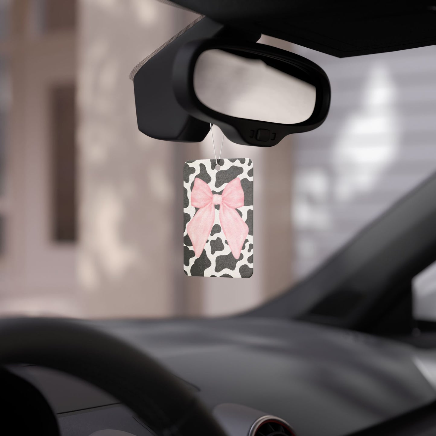 Cute Cow Print Air Freshener with Pink Bow