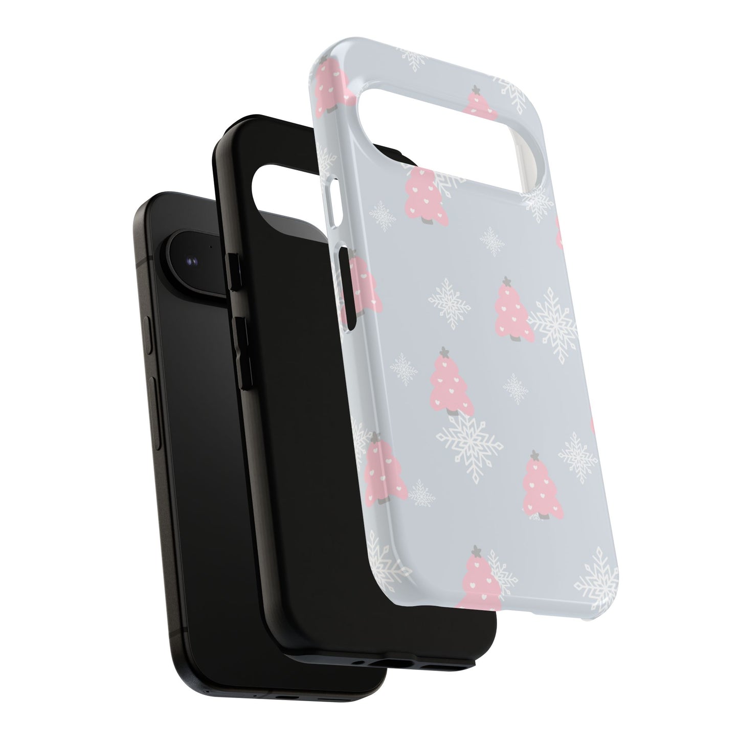Christmas Pink Tree Tough Phone Case — Cute Holiday Snowflake Design