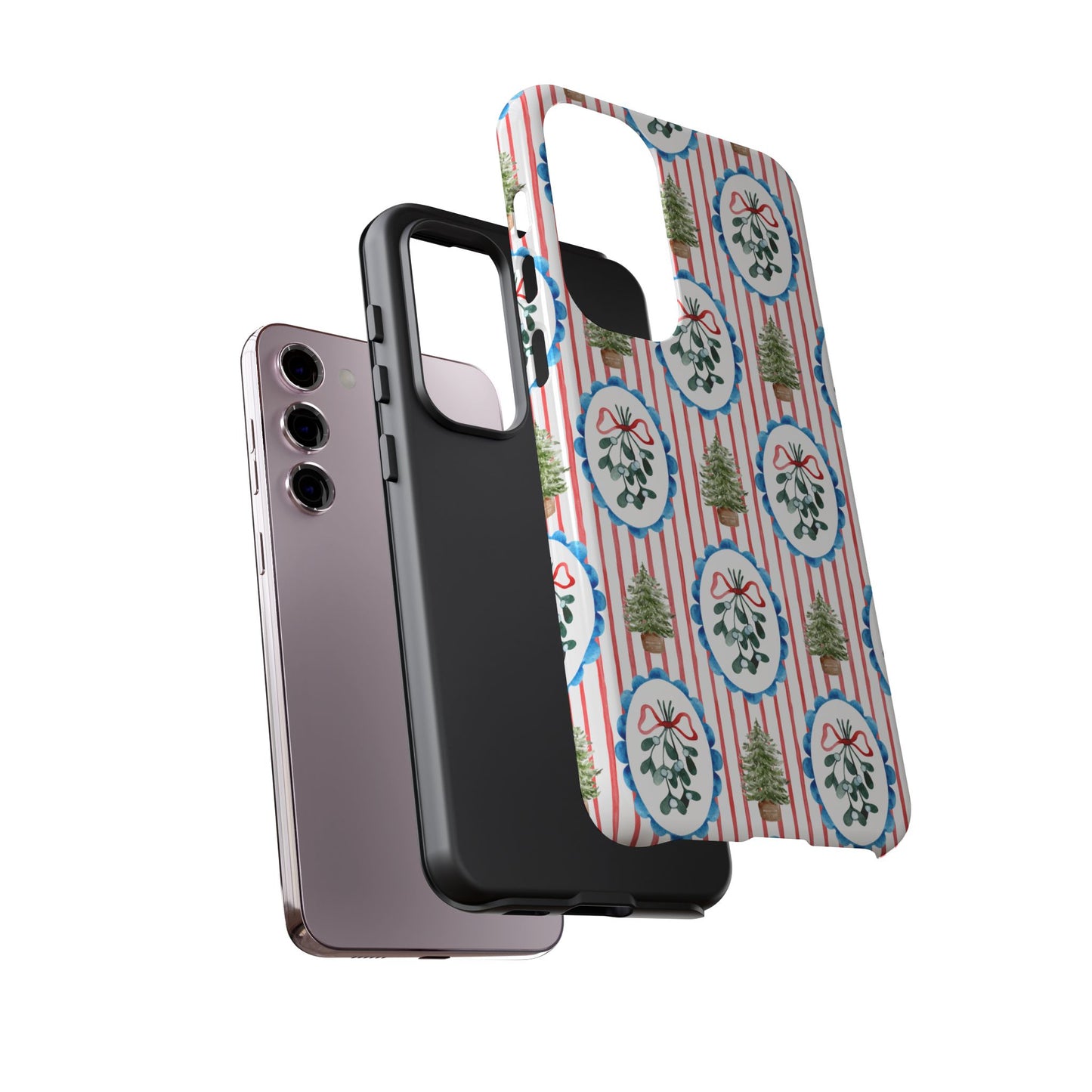Christmas Wreath & Tree Pattern Phone Case — Festive Holiday Tough Case