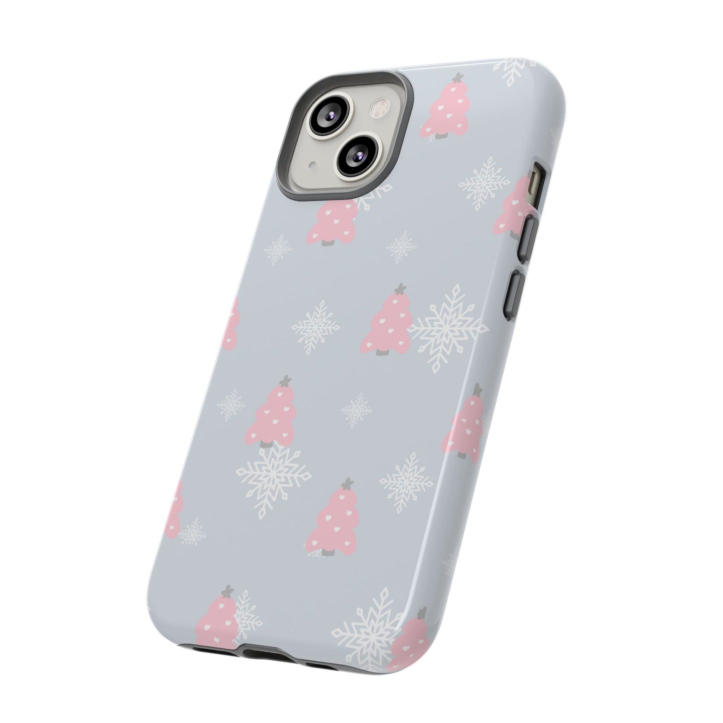 Christmas Pink Tree Tough Phone Case — Cute Holiday Snowflake Design