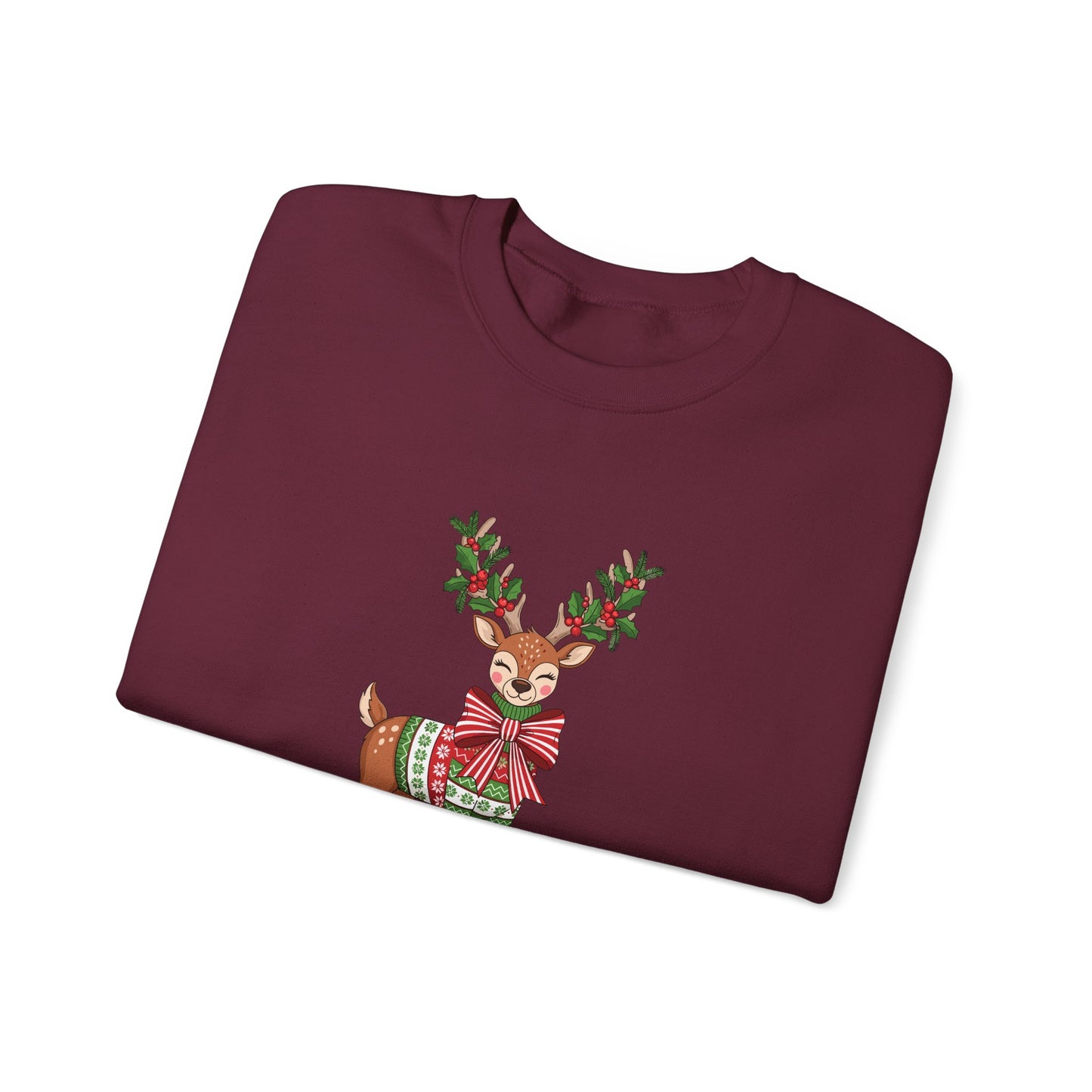 Christmas Reindeer Crewneck Sweatshirt - Festive Holiday Reindeer Design