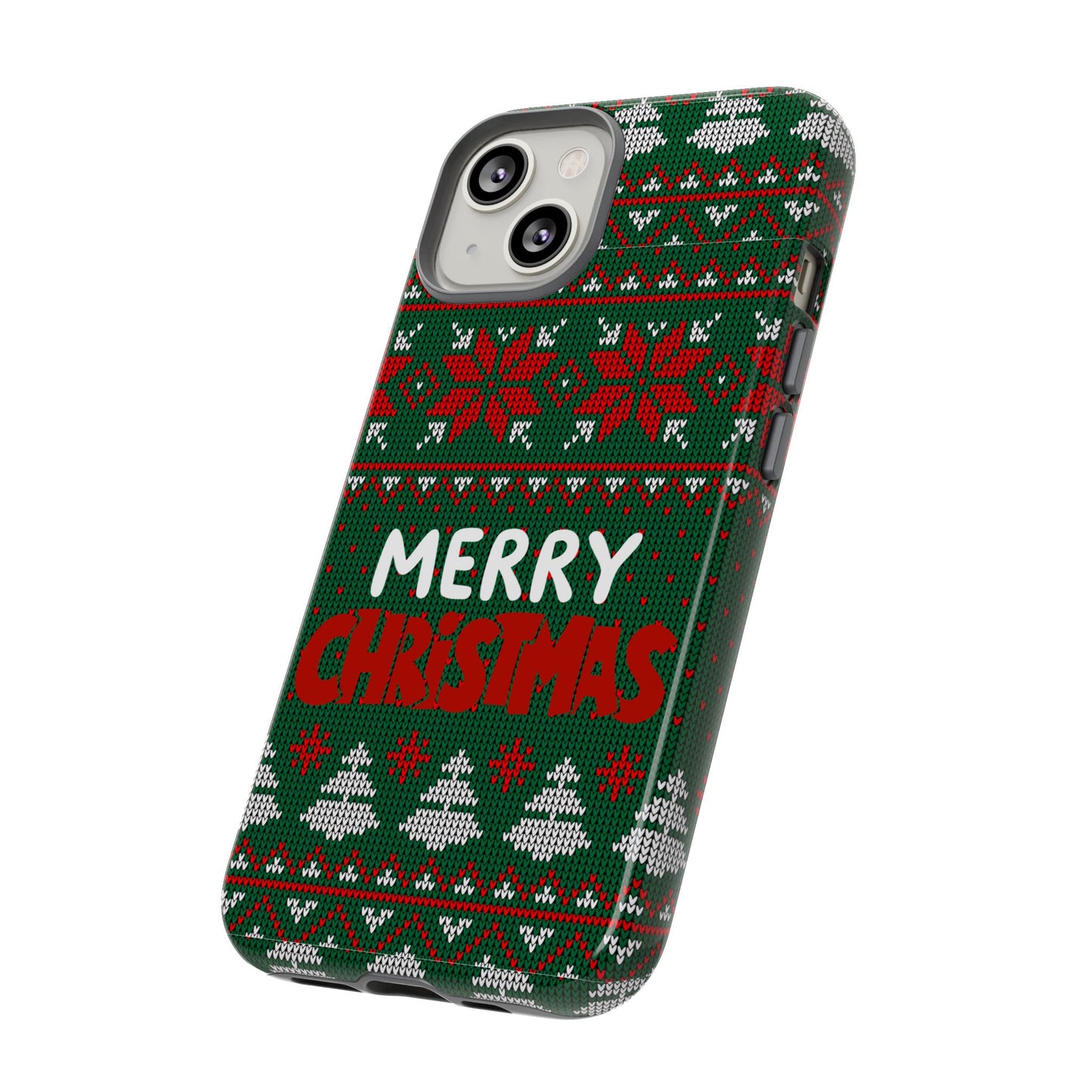 Merry Christmas Phone Case - Festive Green Ugly Sweater Design