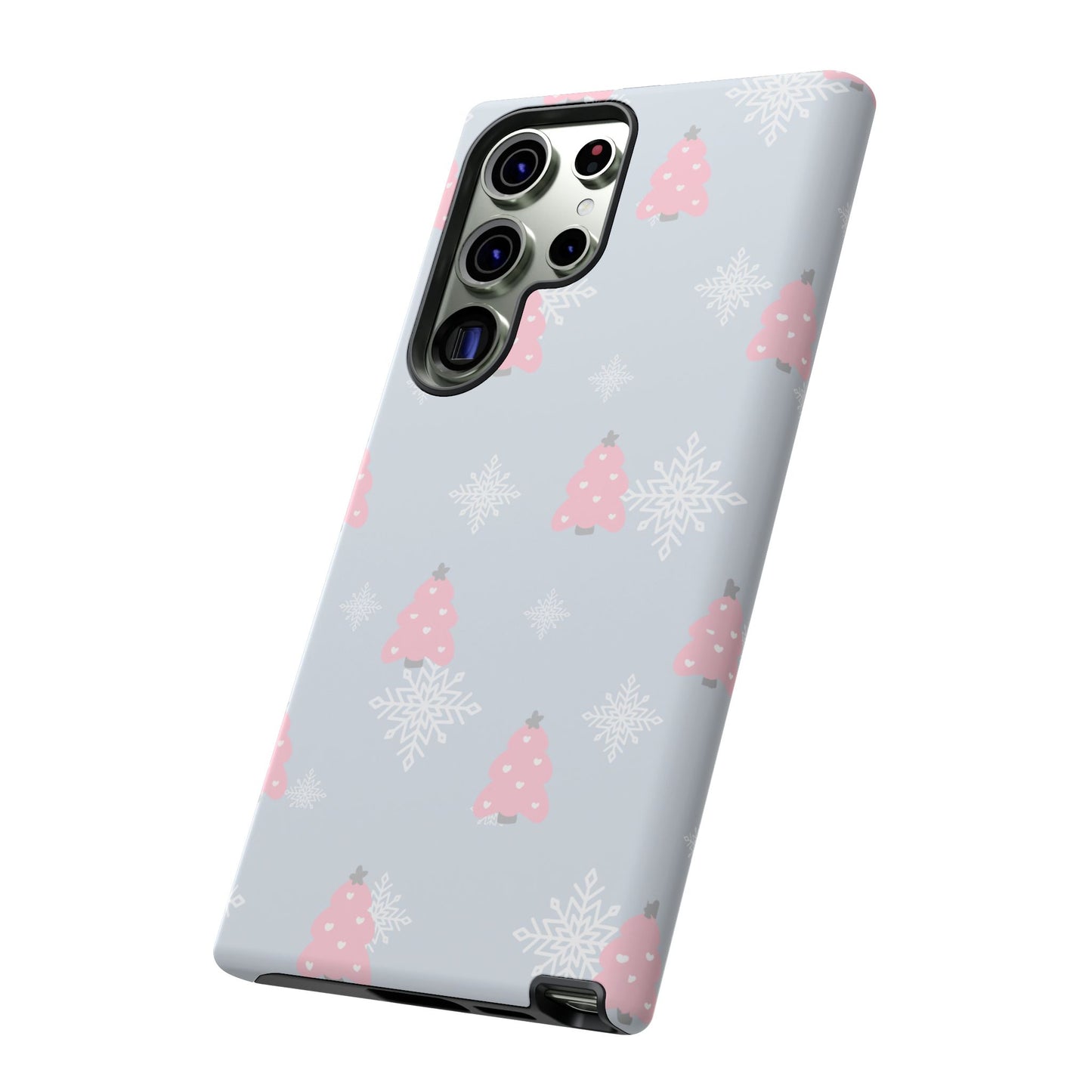 Christmas Pink Tree Tough Phone Case — Cute Holiday Snowflake Design