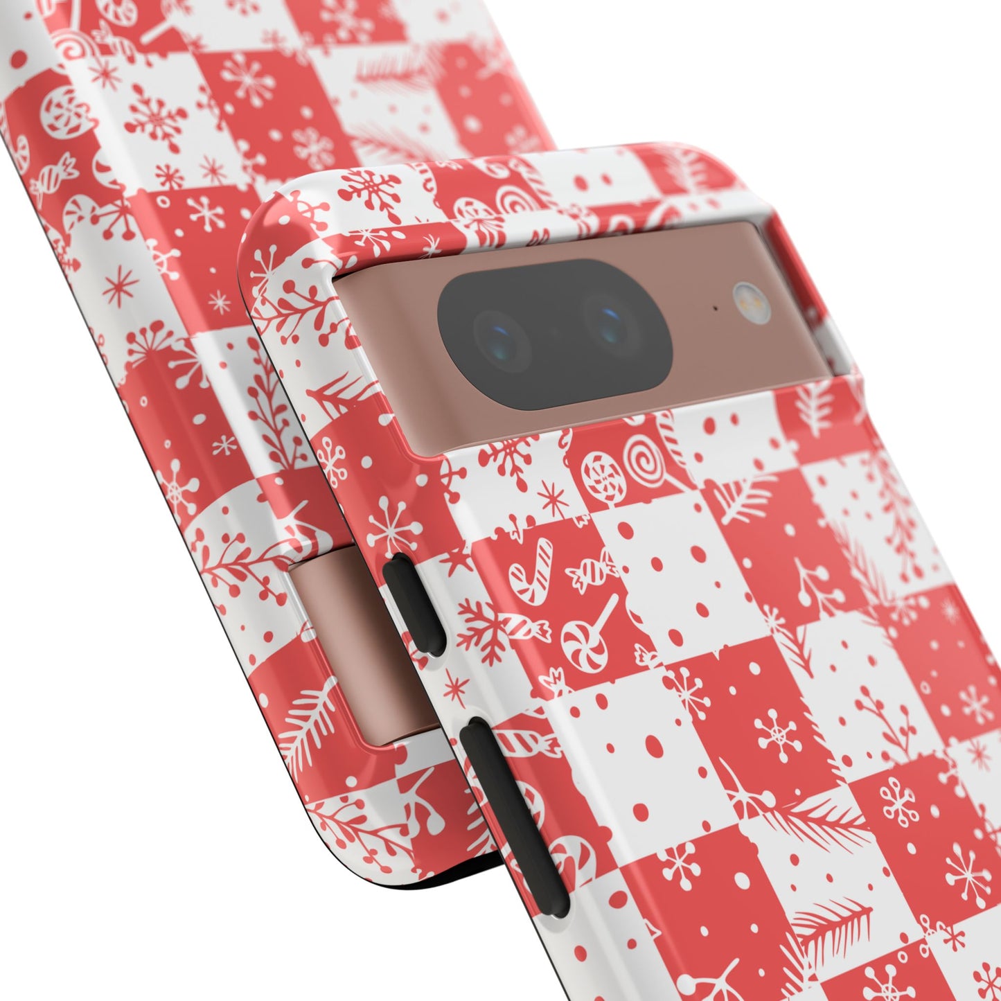 Christmas Red Buffalo Check Phone Case - Holiday Snowflake Pattern Tough Case