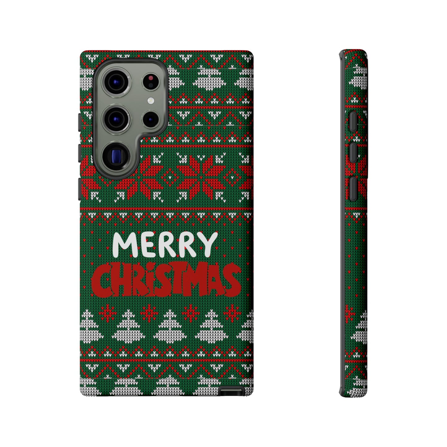 Merry Christmas Phone Case - Festive Green Ugly Sweater Design