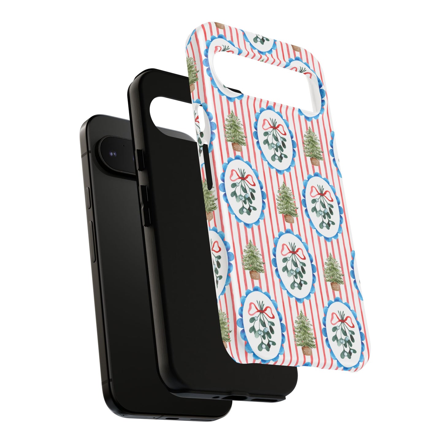 Christmas Wreath & Tree Pattern Phone Case — Festive Holiday Tough Case