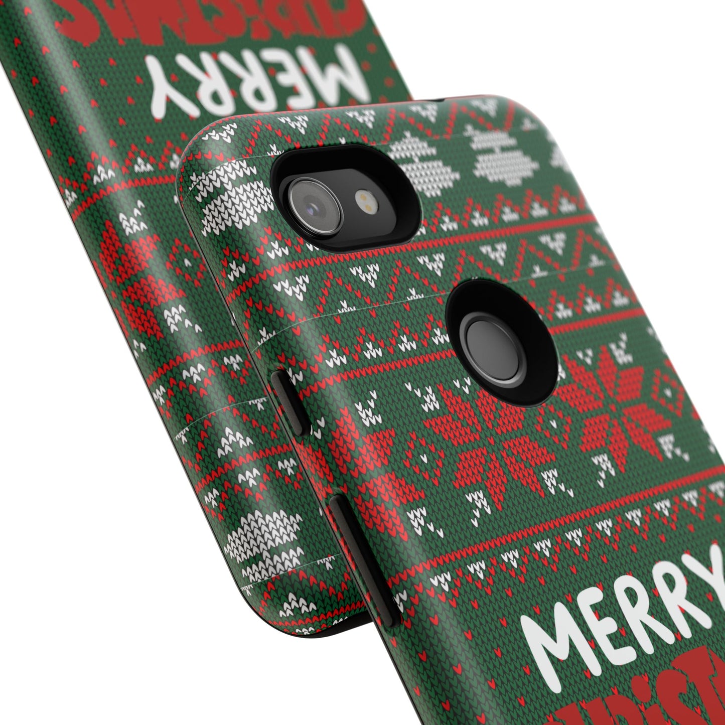 Merry Christmas Phone Case - Festive Green Ugly Sweater Design