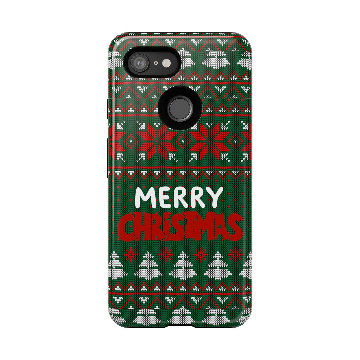 Merry Christmas Phone Case - Festive Green Ugly Sweater Design