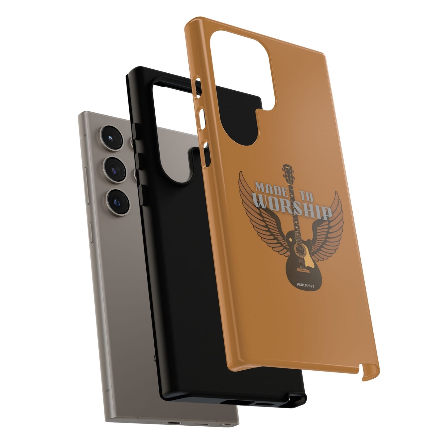 Tough Phone Case — "Made to Worship" Acoustic Guitar Wings Design