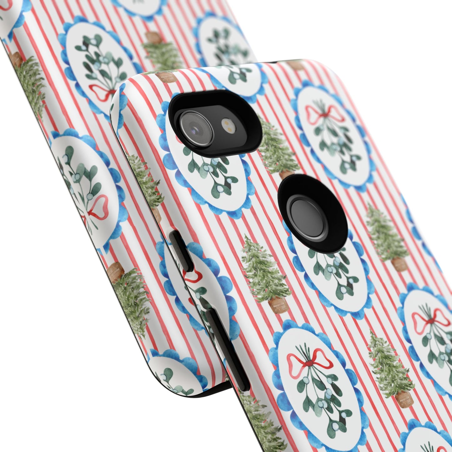 Christmas Wreath & Tree Pattern Phone Case — Festive Holiday Tough Case