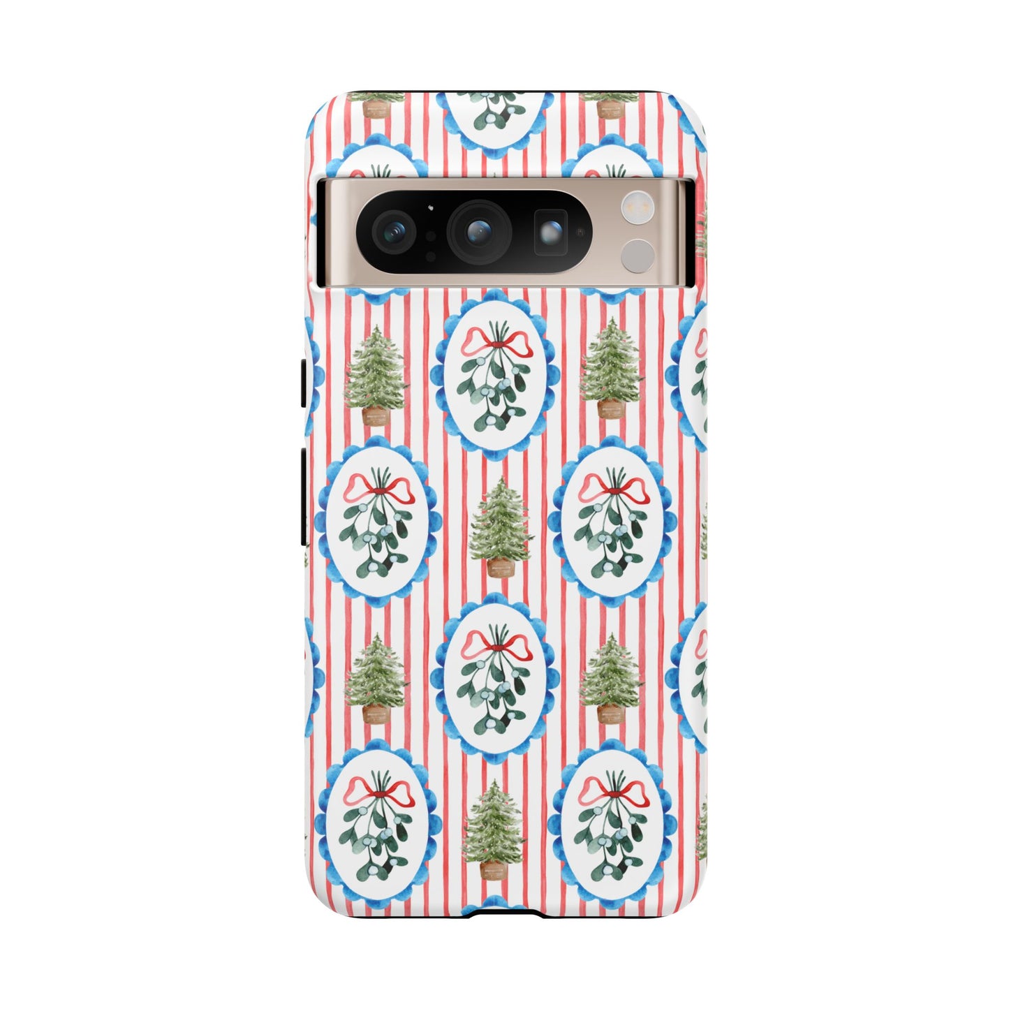 Christmas Wreath & Tree Pattern Phone Case — Festive Holiday Tough Case