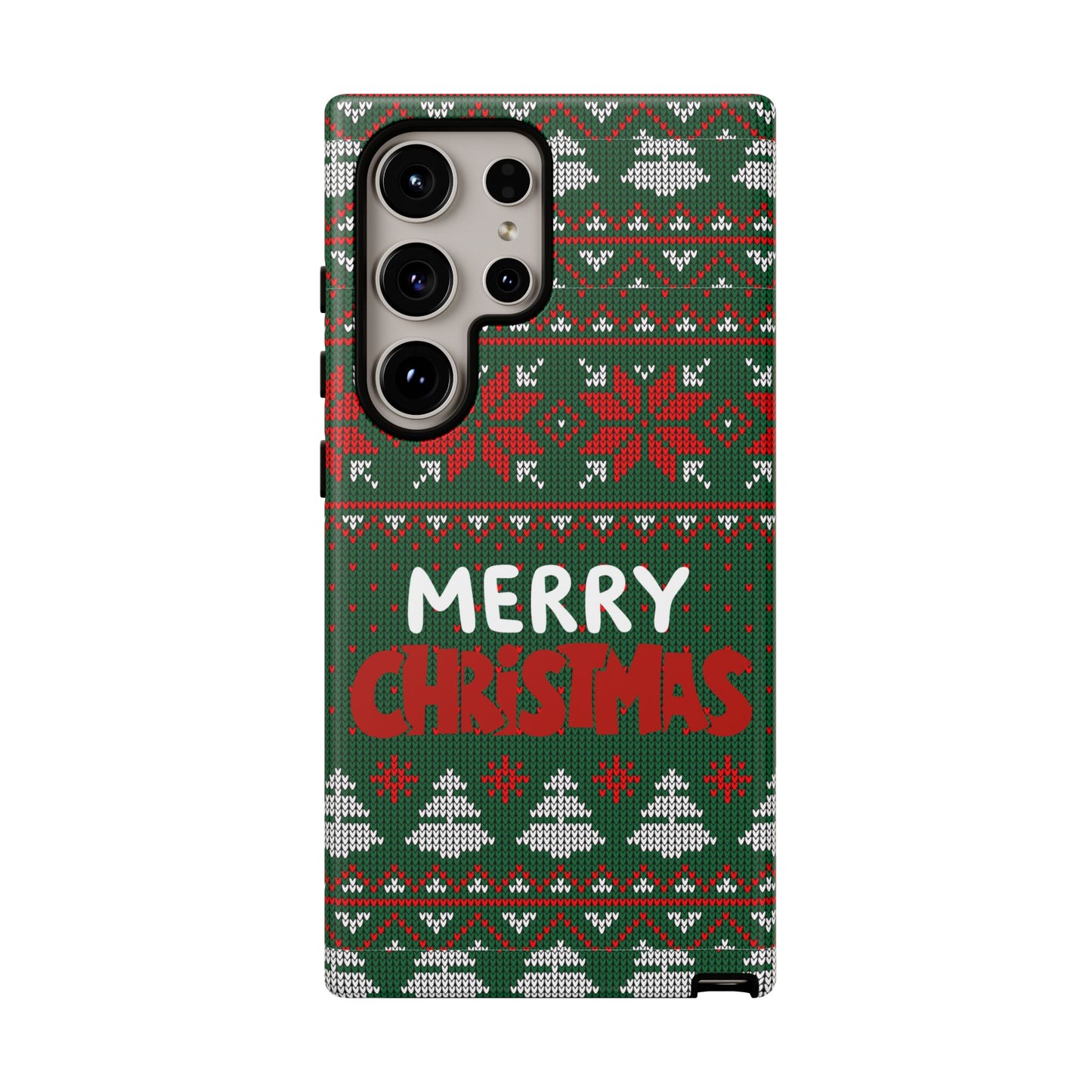 Merry Christmas Phone Case - Festive Green Ugly Sweater Design