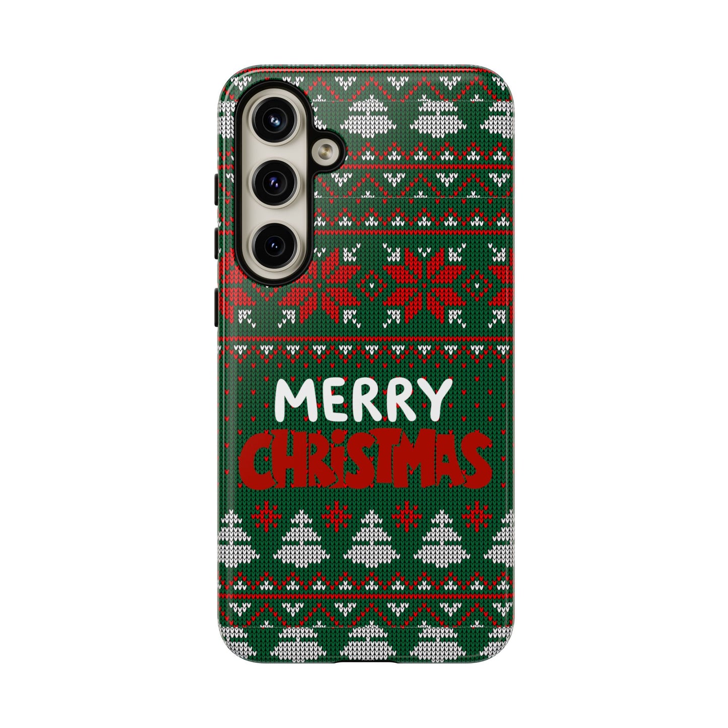 Merry Christmas Phone Case - Festive Green Ugly Sweater Design