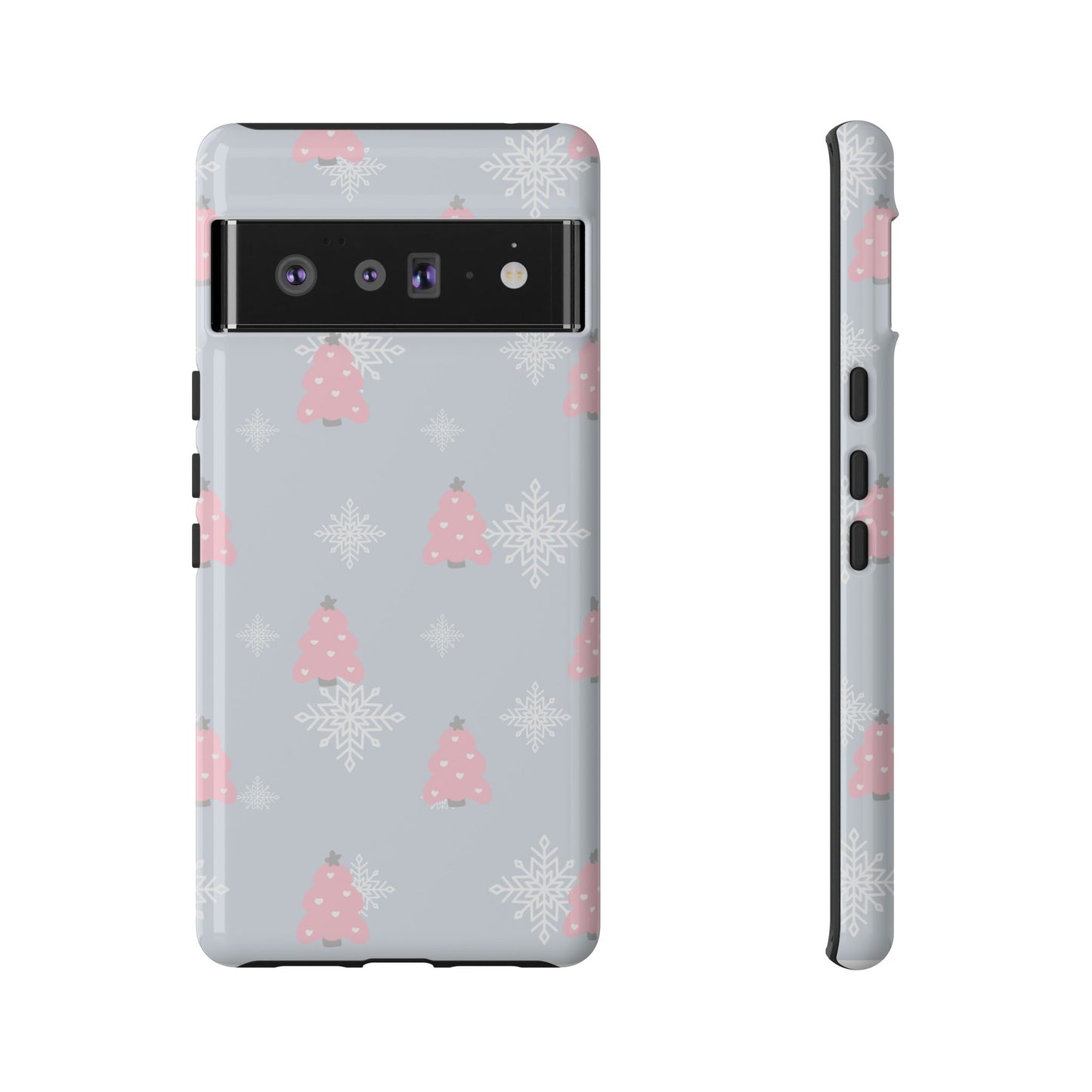 Christmas Pink Tree Tough Phone Case — Cute Holiday Snowflake Design