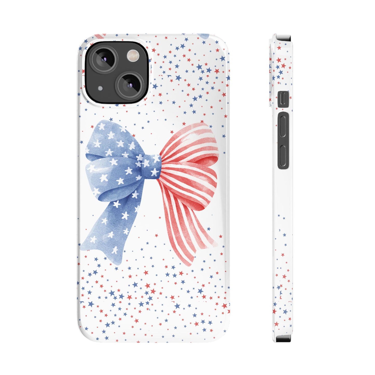 Patriotic Slim Phone Cases with Bow Design, Cute Phone Covers, Summer Accessories, Fourth of July Gift, Trendy Tech