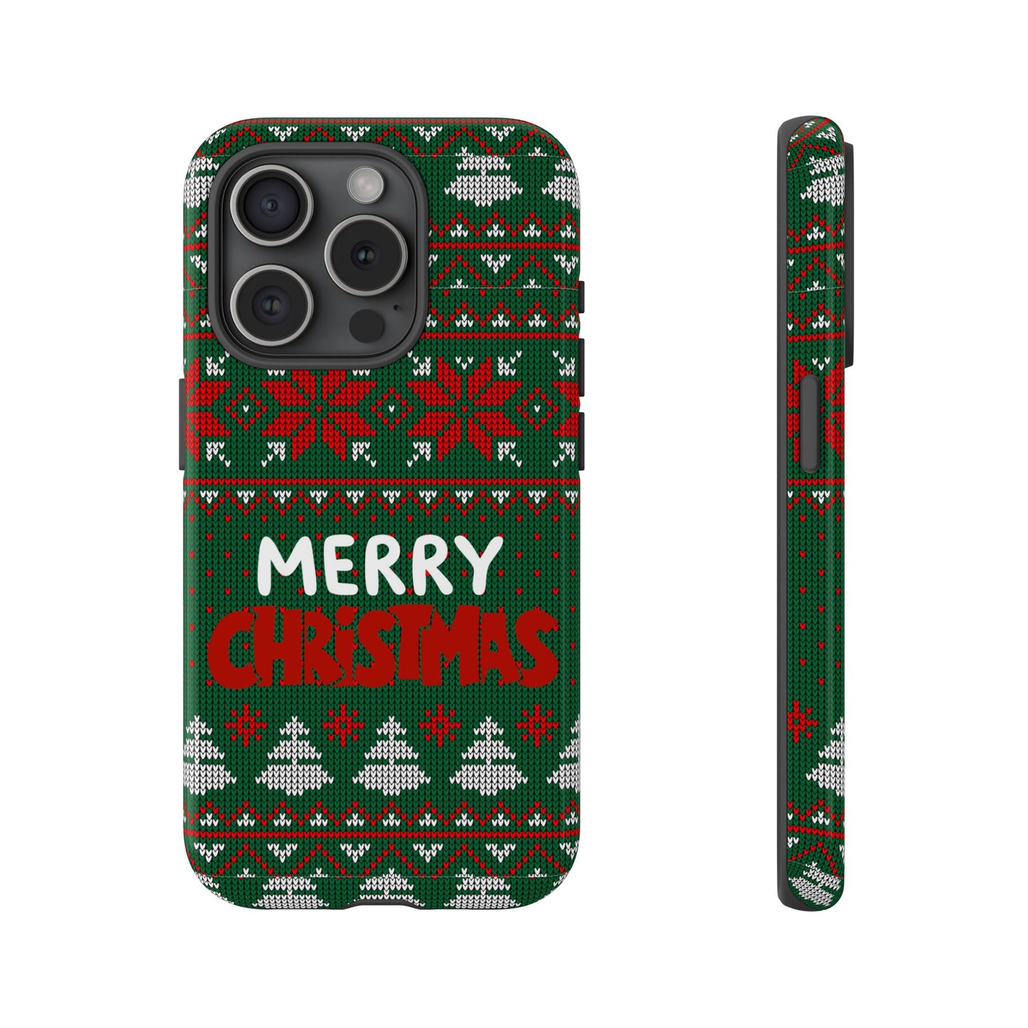 Merry Christmas Phone Case - Festive Green Ugly Sweater Design
