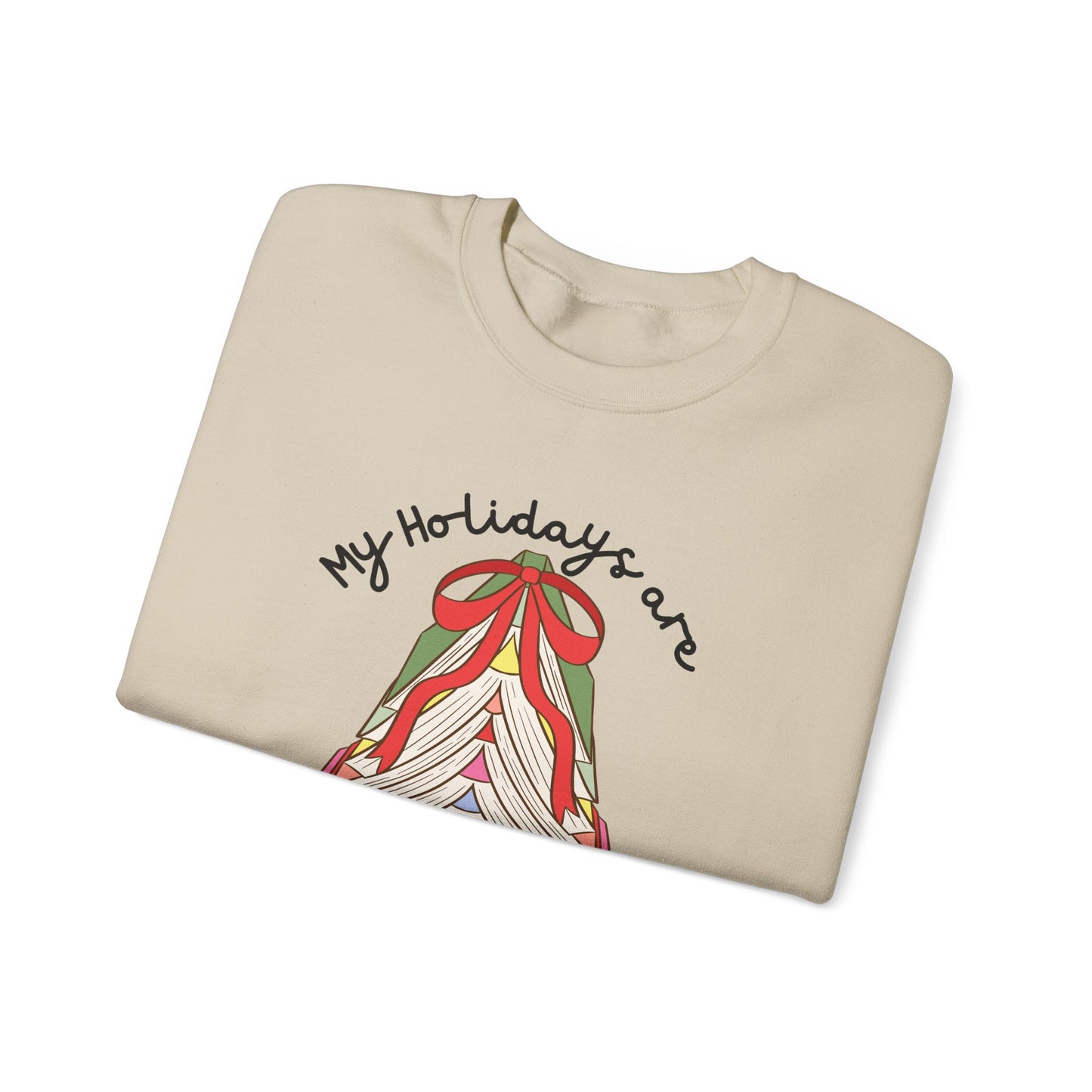 Crewneck Sweatshirt — “My Holidays Are Booked” Cozy Booklover Christmas Sweatshirt