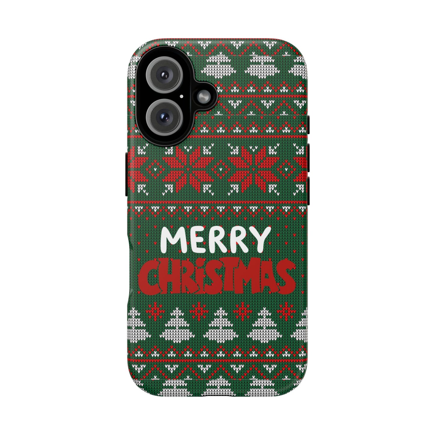 Merry Christmas Phone Case - Festive Green Ugly Sweater Design