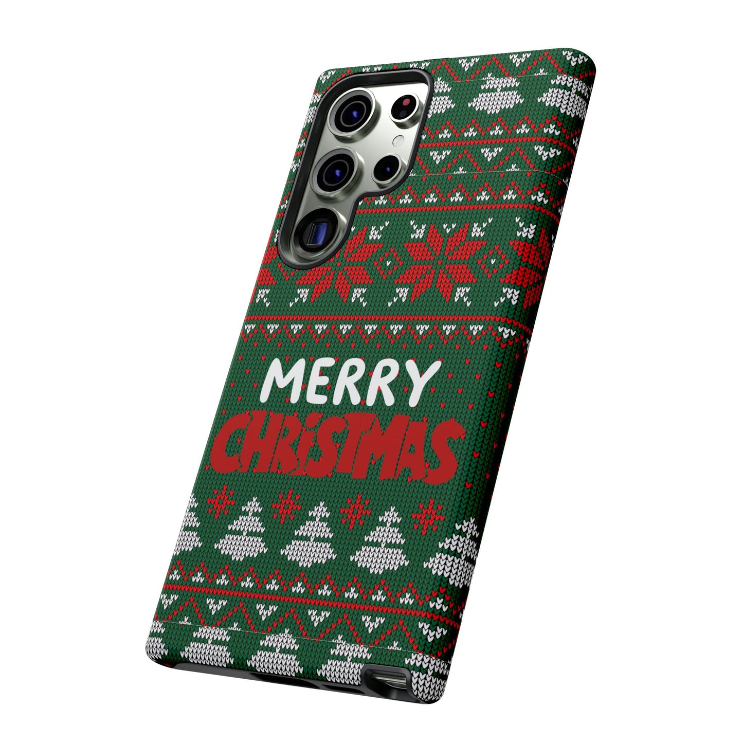 Merry Christmas Phone Case - Festive Green Ugly Sweater Design