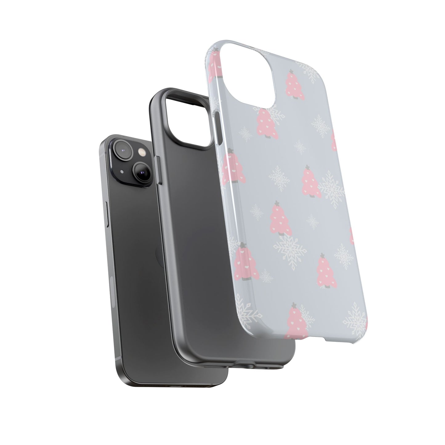 Christmas Pink Tree Tough Phone Case — Cute Holiday Snowflake Design