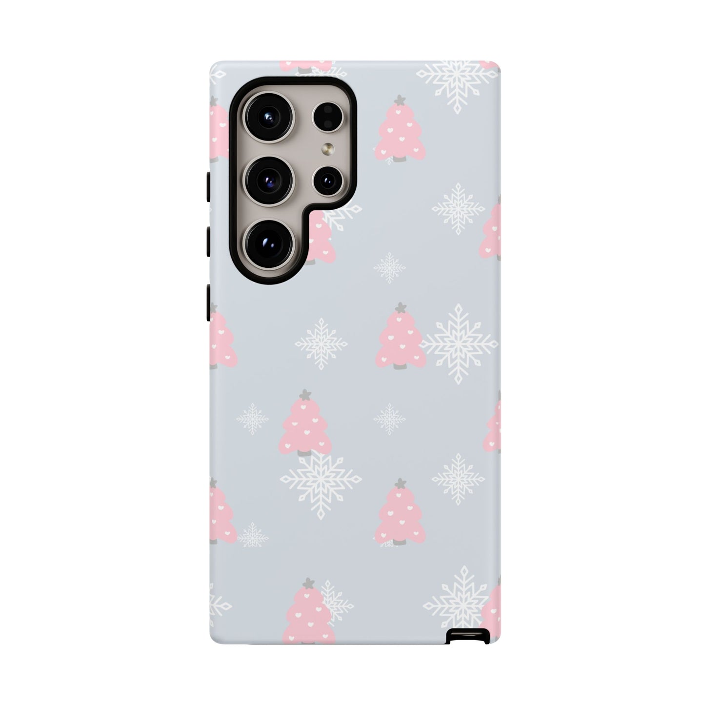 Christmas Pink Tree Tough Phone Case — Cute Holiday Snowflake Design