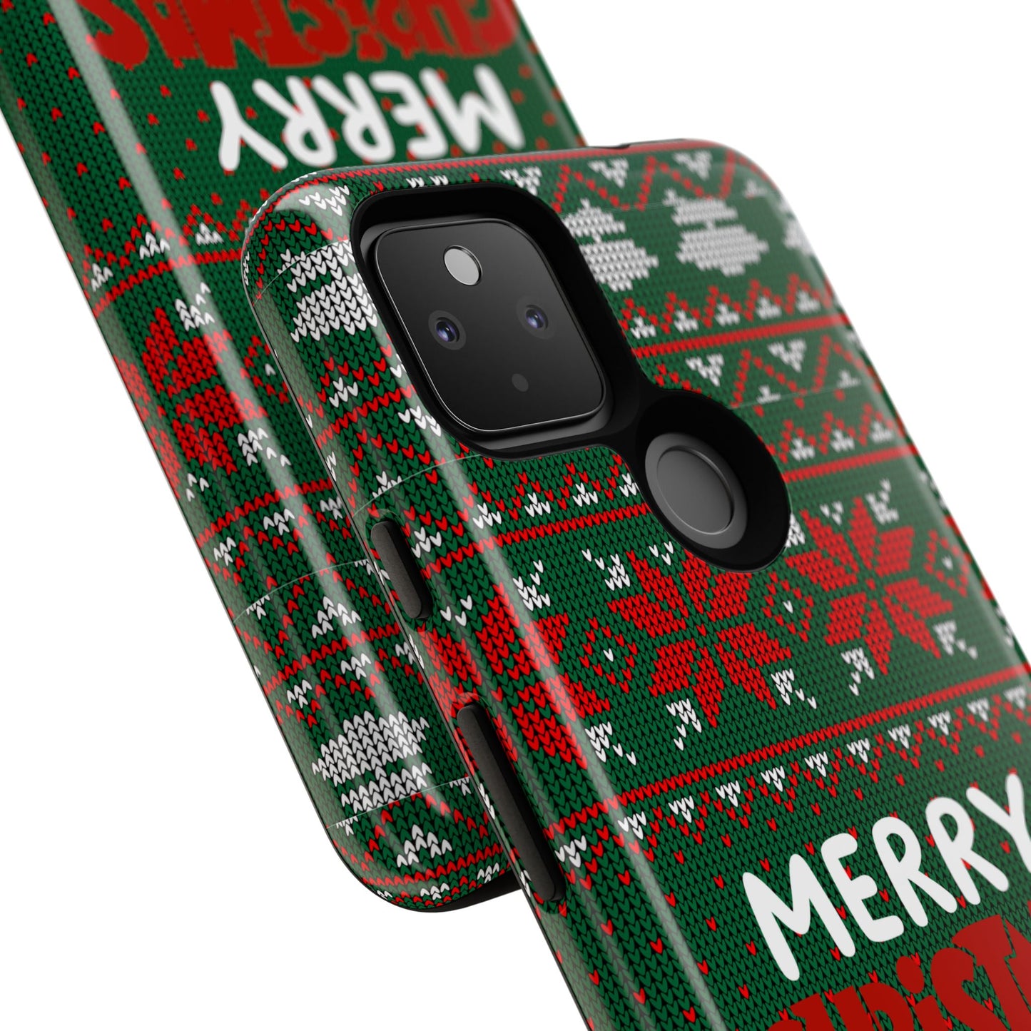 Merry Christmas Phone Case - Festive Green Ugly Sweater Design
