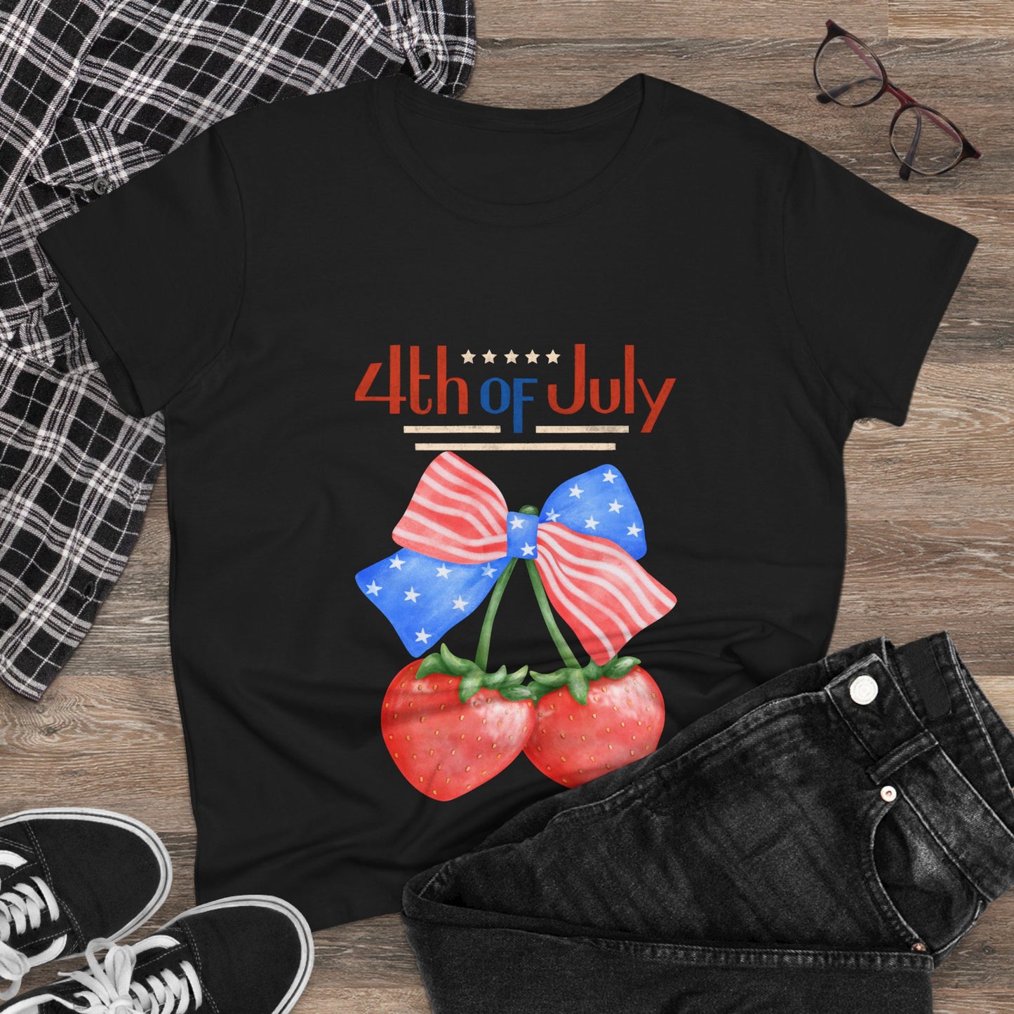 Patriotic Women's Tee for 4th of July, Cute Independence Day Shirt, Summer Celebration Top, Casual Cotton T-Shirt, Gift for Her