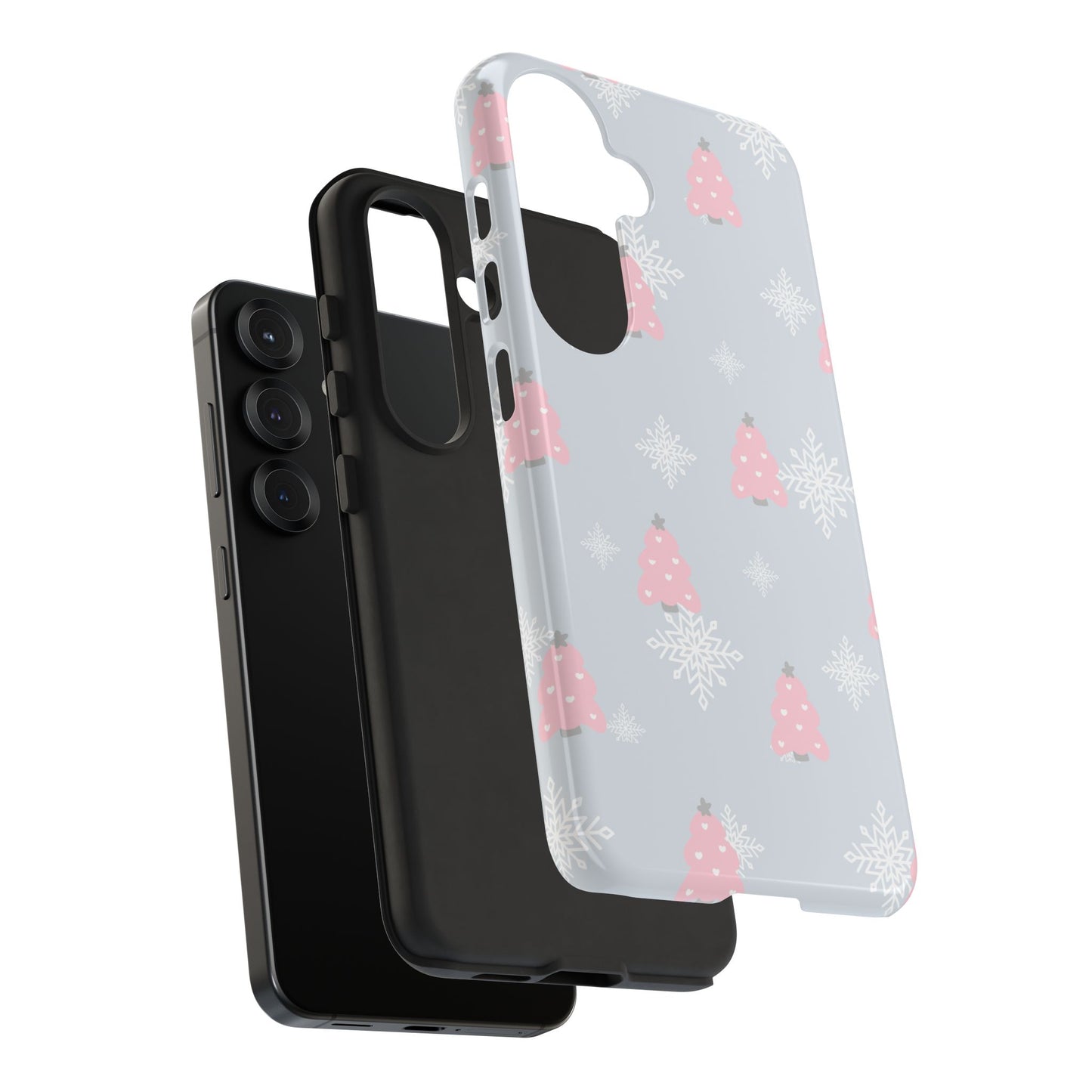 Christmas Pink Tree Tough Phone Case — Cute Holiday Snowflake Design