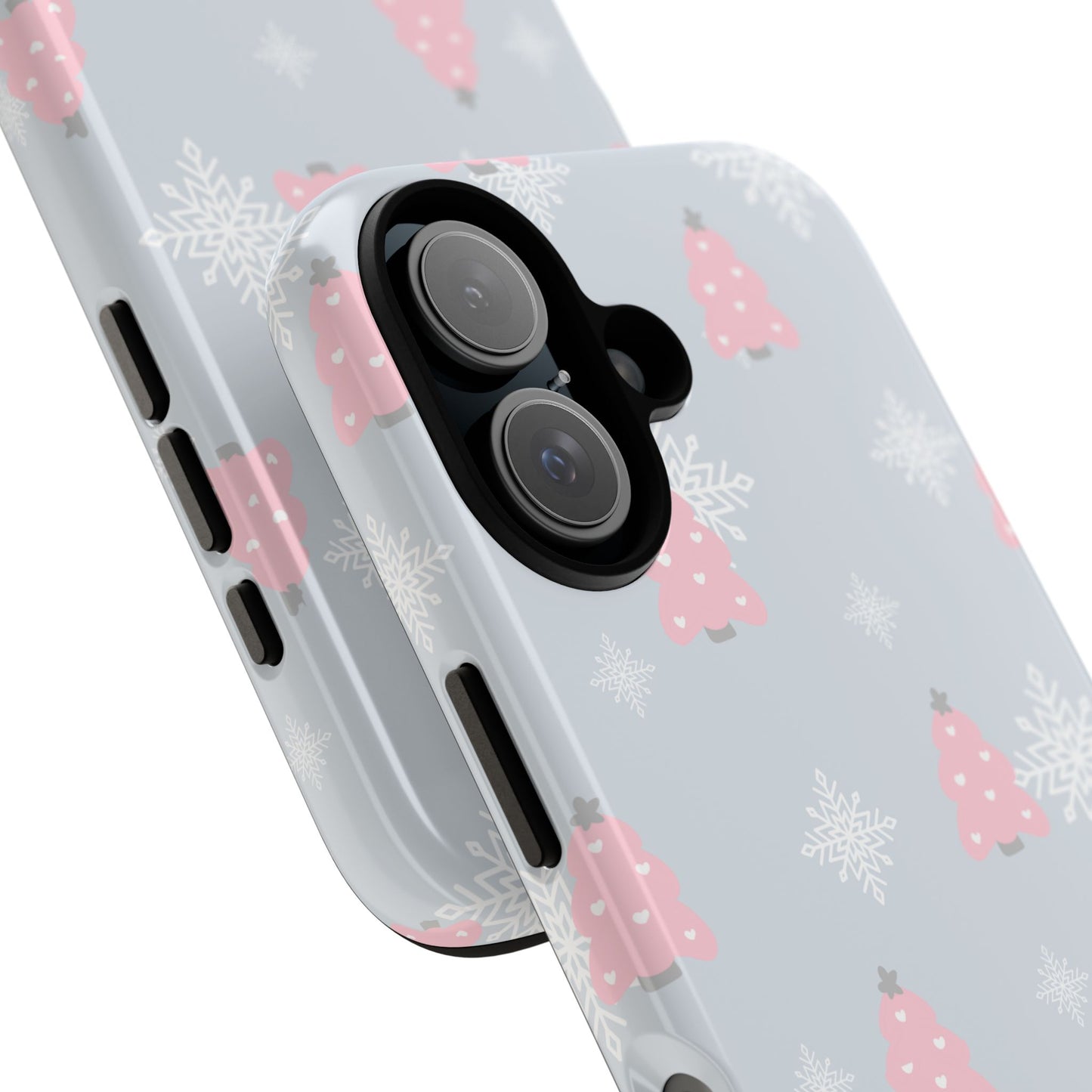Christmas Pink Tree Tough Phone Case — Cute Holiday Snowflake Design