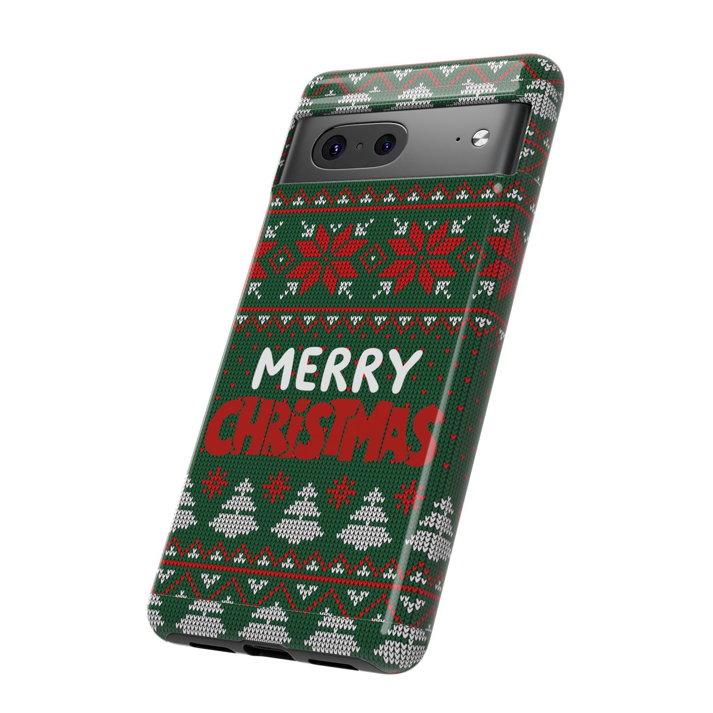 Merry Christmas Phone Case - Festive Green Ugly Sweater Design