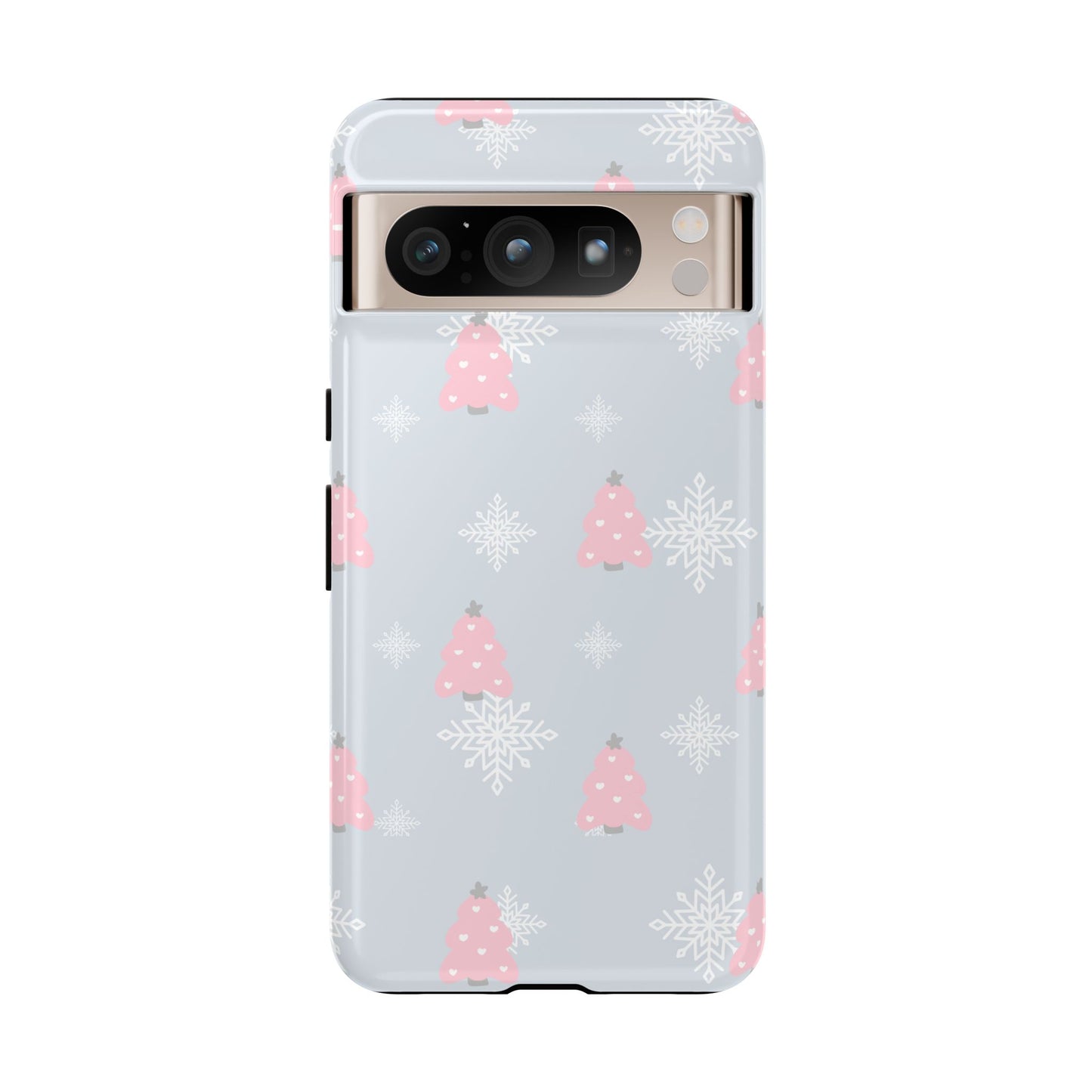 Christmas Pink Tree Tough Phone Case — Cute Holiday Snowflake Design
