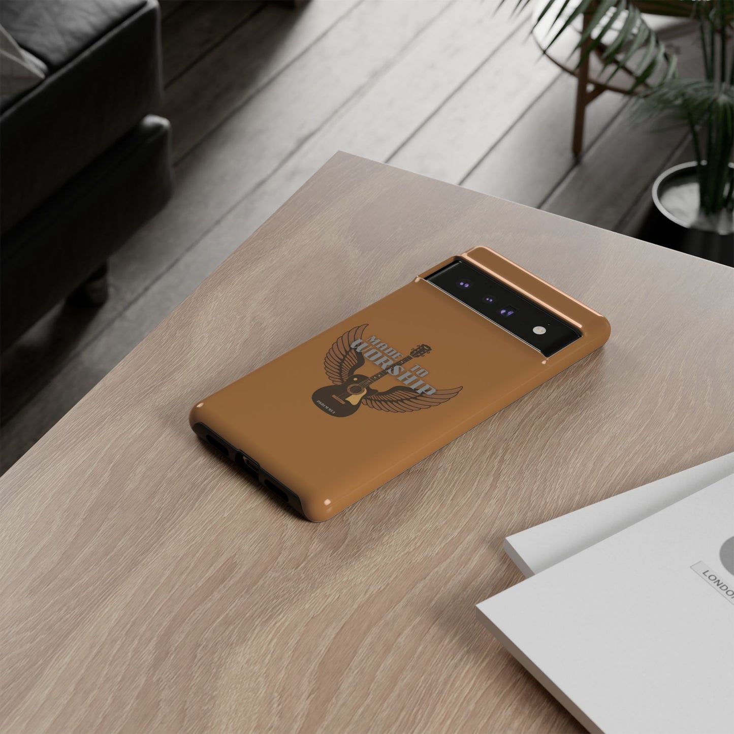 Tough Phone Case — "Made to Worship" Acoustic Guitar Wings Design