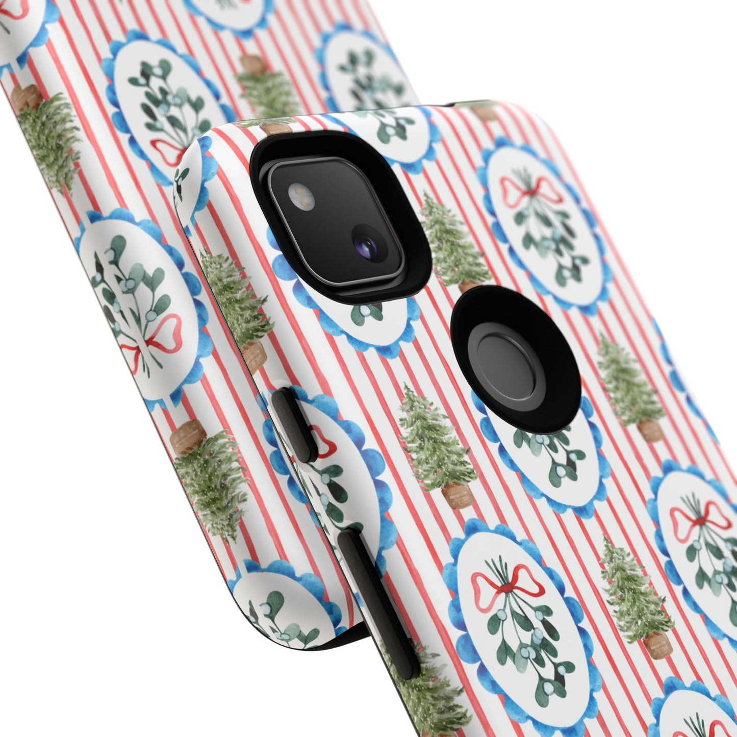 Christmas Wreath & Tree Pattern Phone Case — Festive Holiday Tough Case