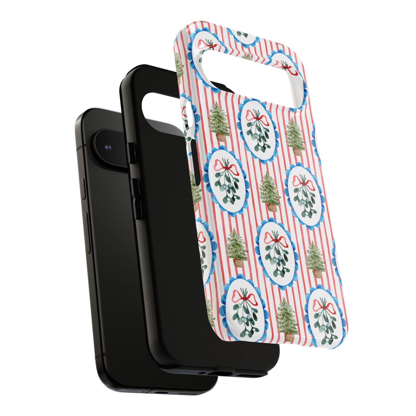 Christmas Wreath & Tree Pattern Phone Case — Festive Holiday Tough Case