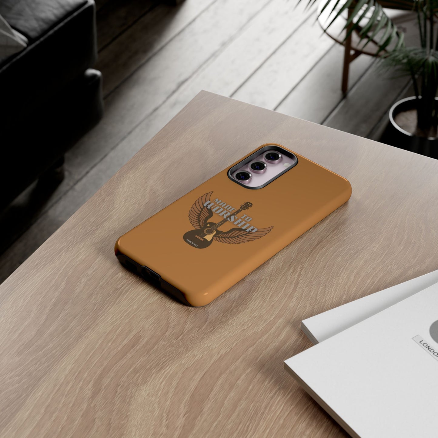 Tough Phone Case — "Made to Worship" Acoustic Guitar Wings Design
