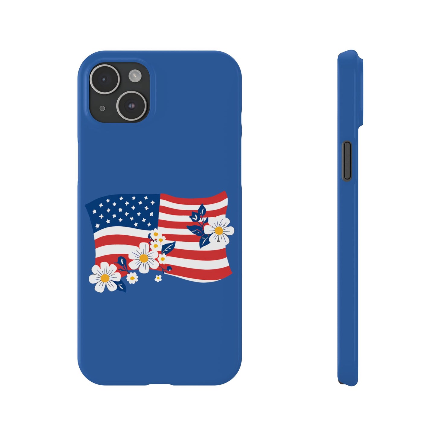 Patriotic Floral Phone Case - Slim Case for iPhone, Independence Day, Memorial Day, American Flag Design, Gifts for Her