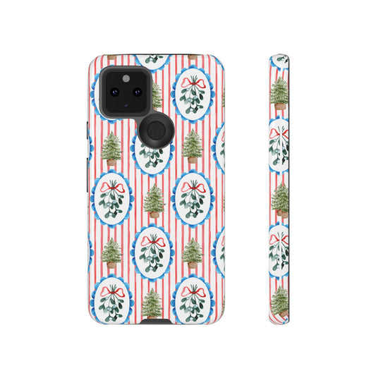 Christmas Wreath & Tree Pattern Phone Case — Festive Holiday Tough Case