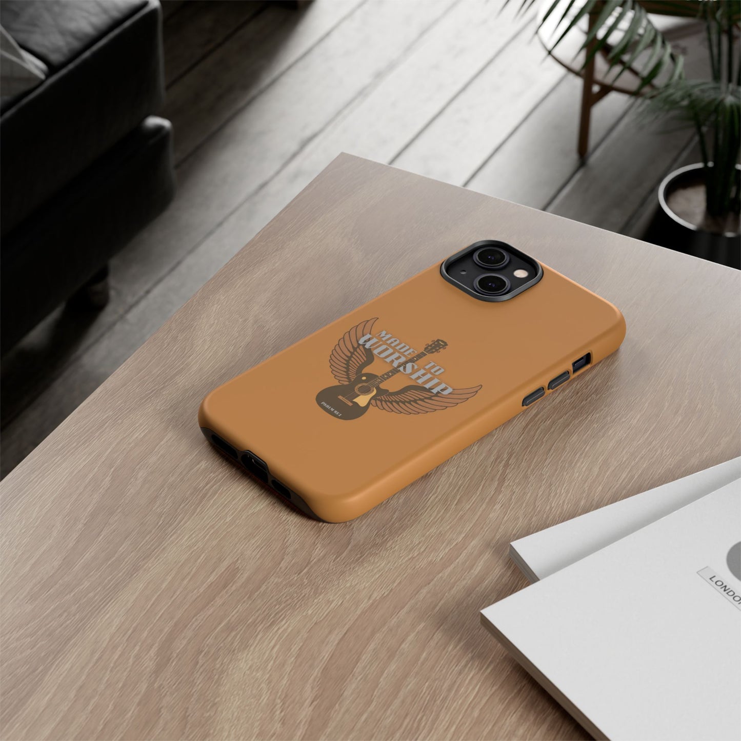 Tough Phone Case — "Made to Worship" Acoustic Guitar Wings Design